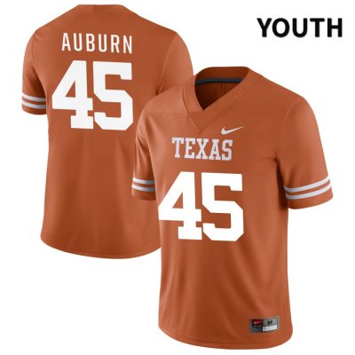 Texas Longhorns Youth #45 Bert Auburn Authentic Orange NIL 2022 College Football Jersey HGM26P7U
